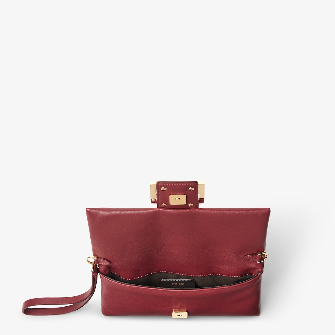 FENDI Mamma Baguette Pouch Bordeaux nappa leather pochette - Image 4